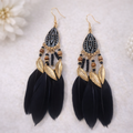 Boucles d’oreilles bohèmes plumes noires – Tige en acier inoxydable