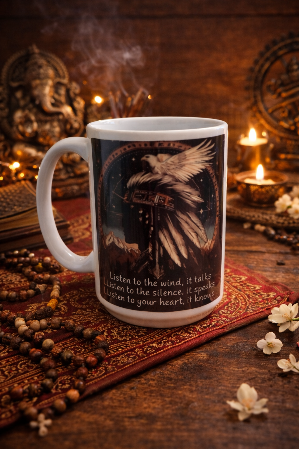 Tasse spirituelle 15 oz – Écoute le vent, écoute ton cœur