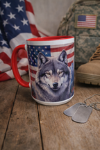 Tasse 15 oz Loup Patriote & Moto – Style liberté et aventure