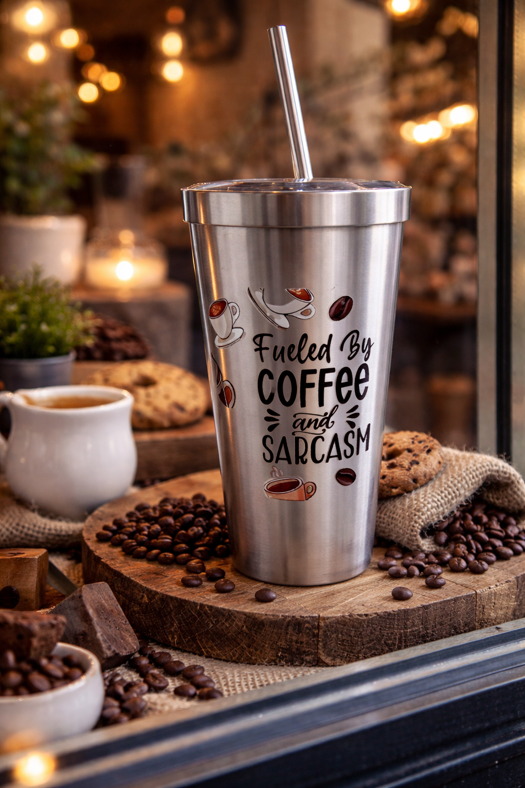 Tumbler “Café & Sarcasme” – Édition Énergie du Matin