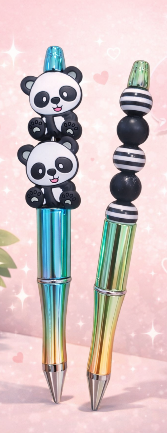 Stylo panda décoratif – Stylo perlé encre noire