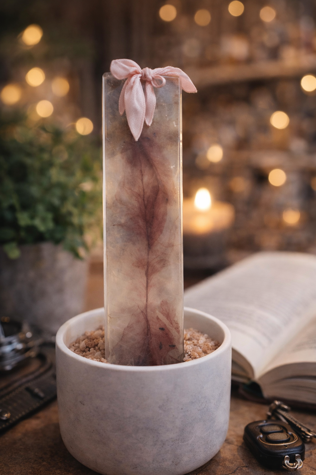 Signet artisanal plume en résine – Marque-page élégant 19 cm