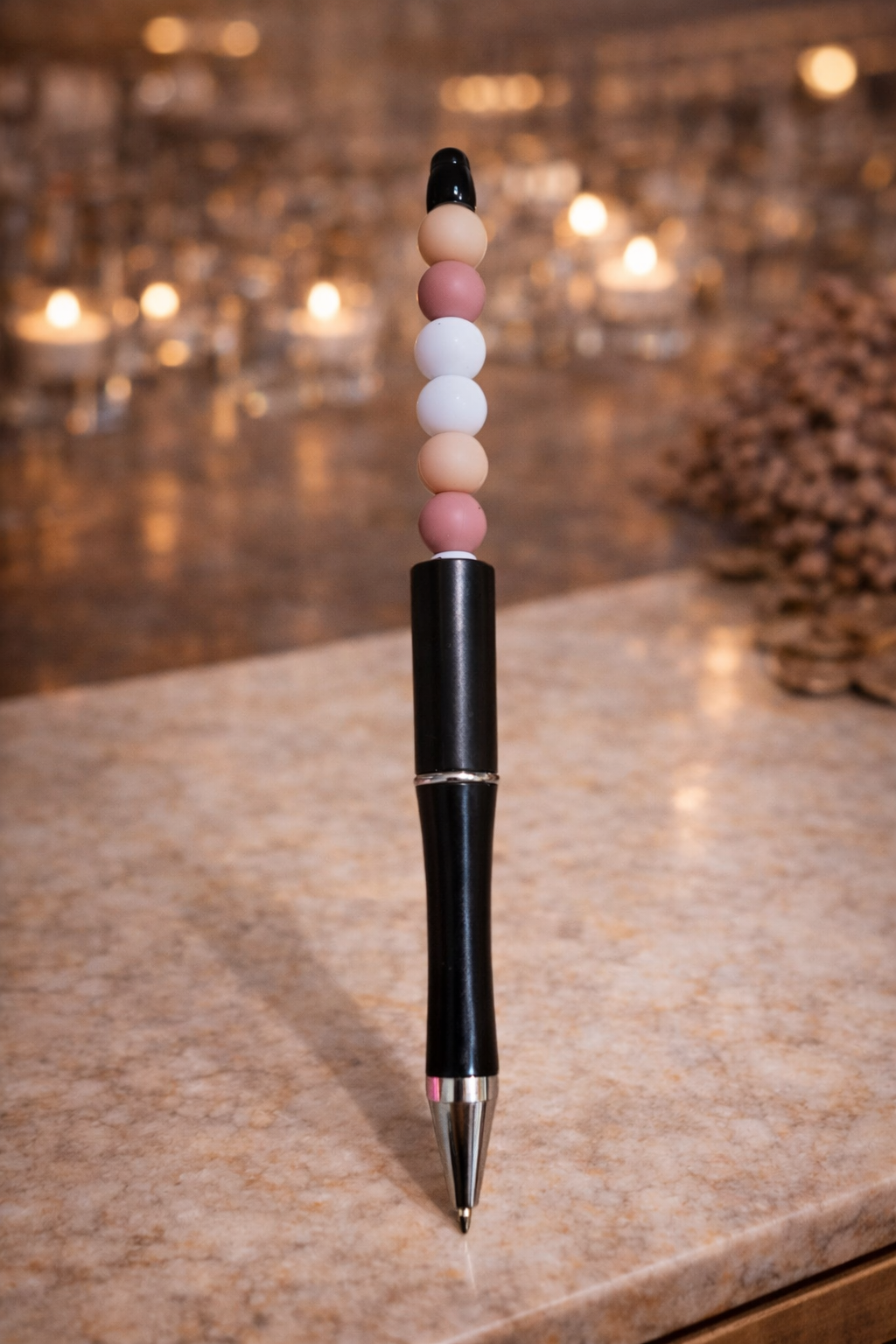 Stylo Fantaisie Perles Douces – Élégance Minimaliste