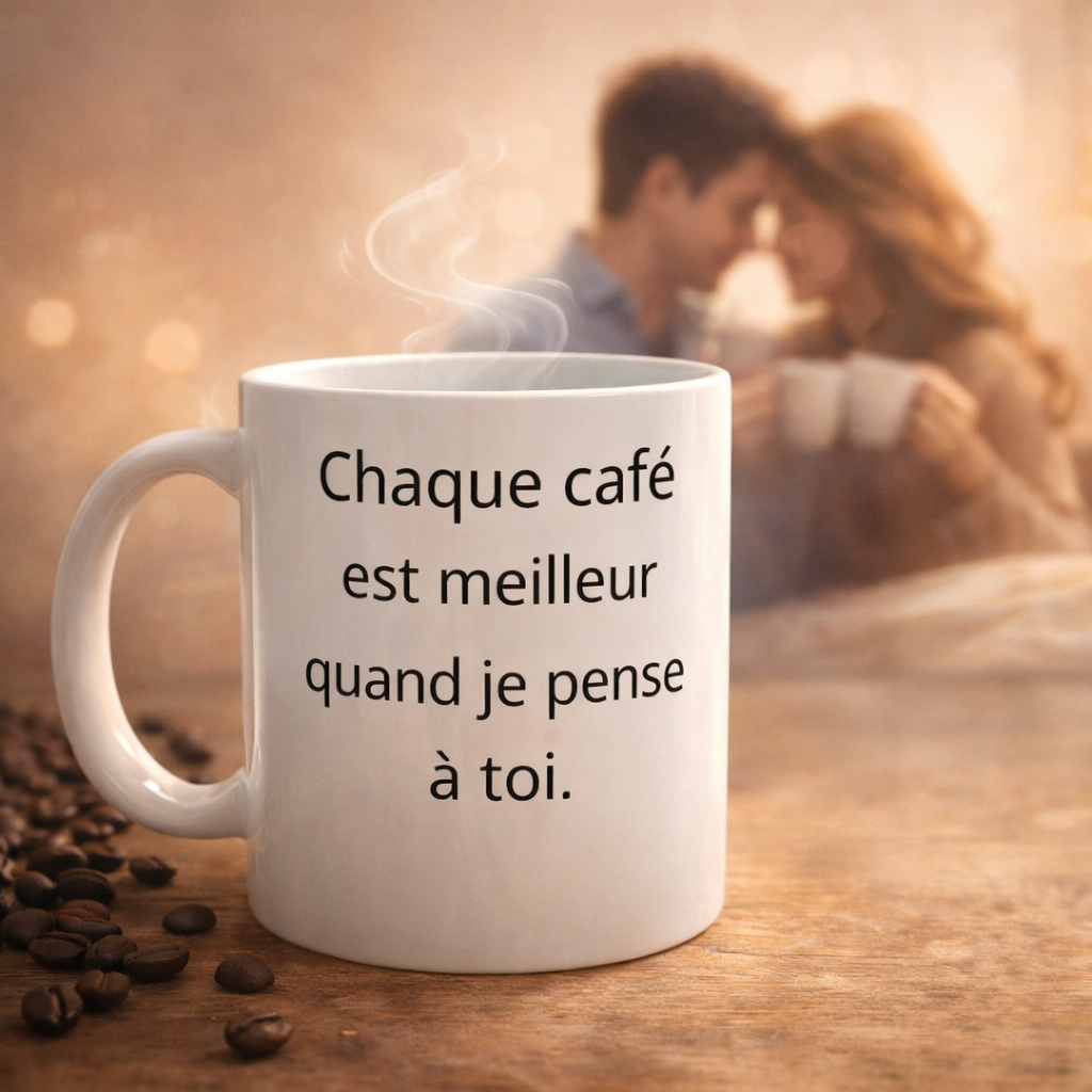 Tasse romantique 11 oz – Chaque café est meilleur quand je pense à toi