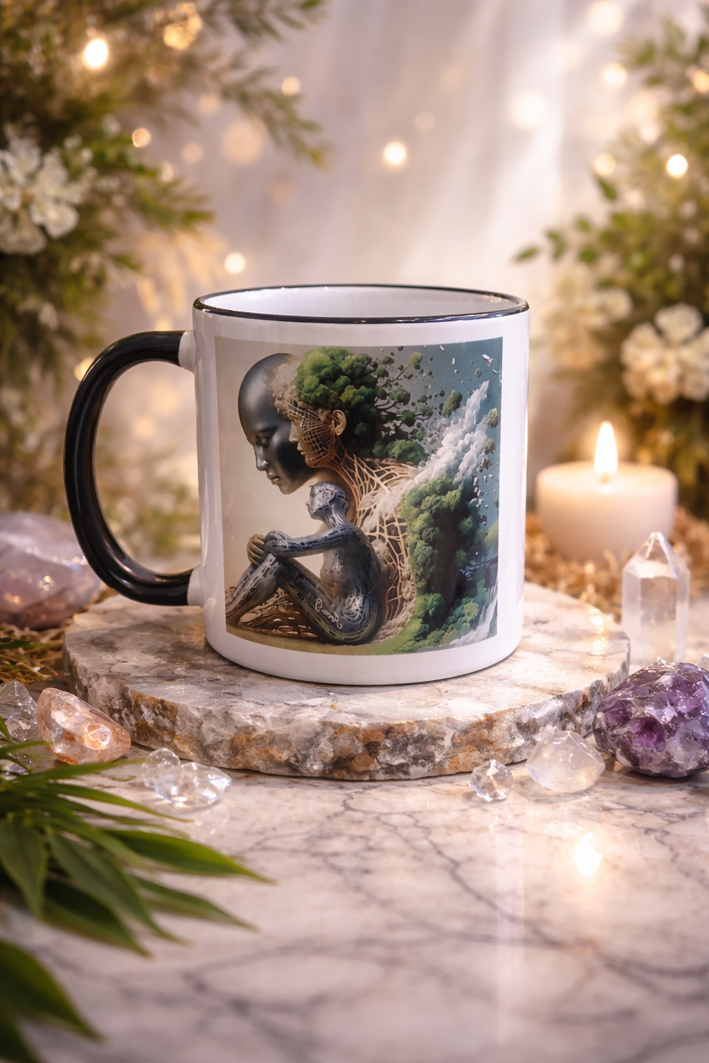 Tasse “Connexion Intérieure” 11 oz – Édition Artistique Nature & Âme