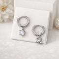 Boucles d’oreilles anneaux zircon brillant – Acier inoxydable