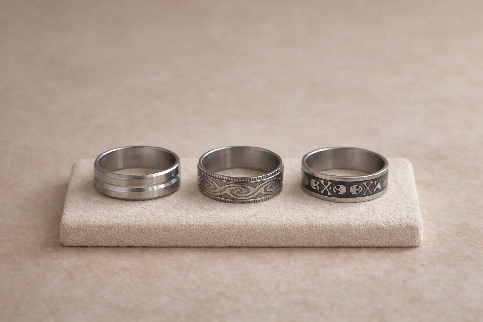 Bague en acier inoxydable – Grandeur 21 – Anneau élégant