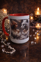 Tasse Spirituelle Femme & Loup Blanc – Tasse Mystique 15 oz