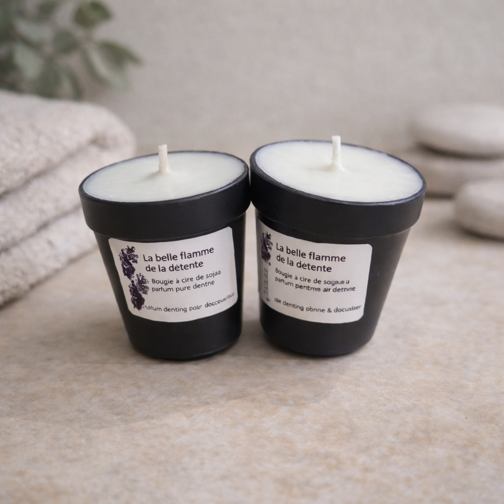 Ensemble de 2 bougies cire de soja 150 g – Parfum Menthe | F.liLi Créations