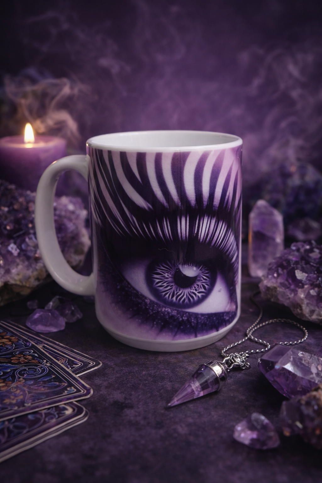Tasse œil mystique violet – Énergie spirituelle