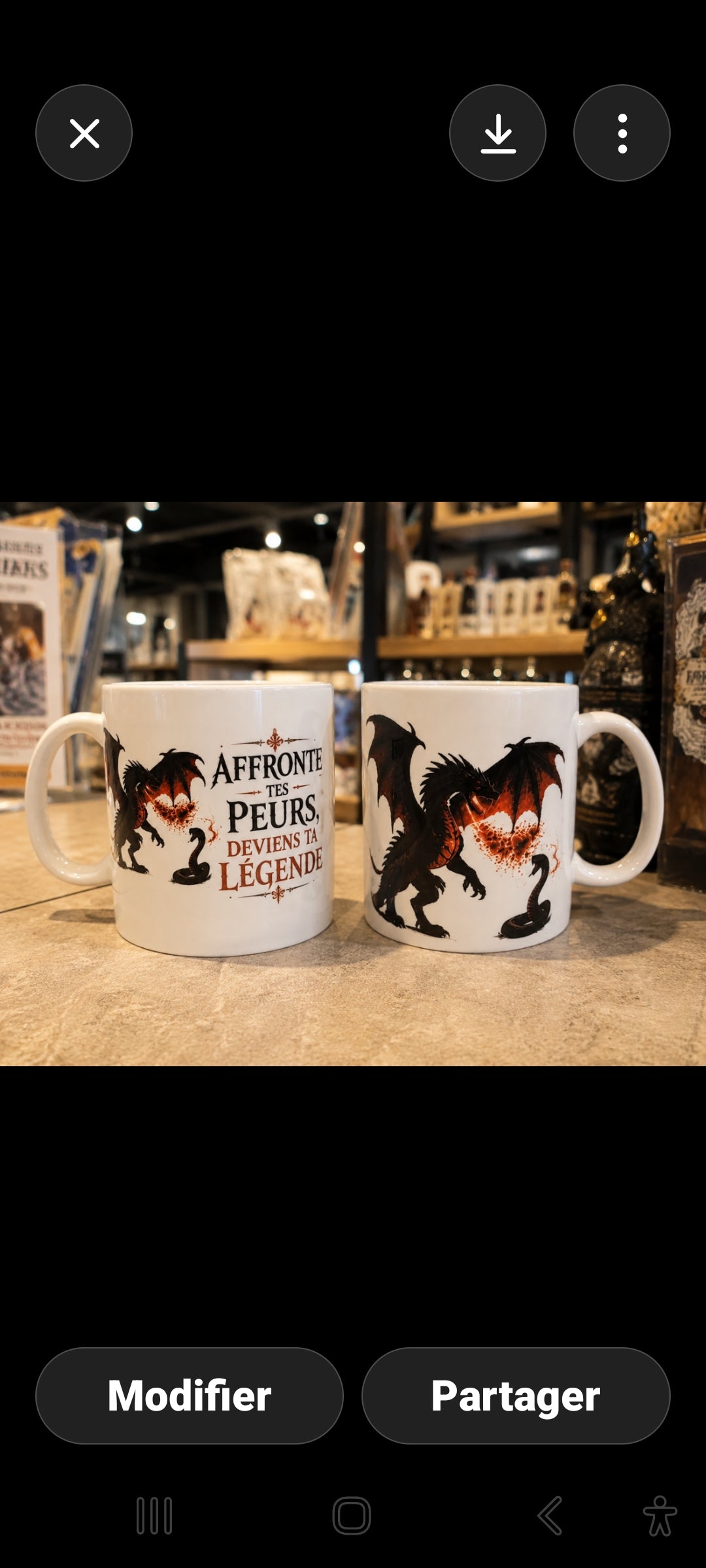 Tasse Dark Fantasy « Affronte tes peurs » – Dragon & Serpent – 11 oz