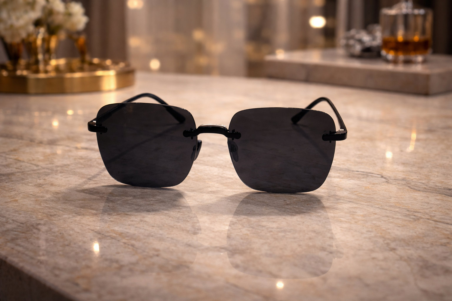 Lunettes Soleil Noires Minimalistes – Style Moderne Élégant