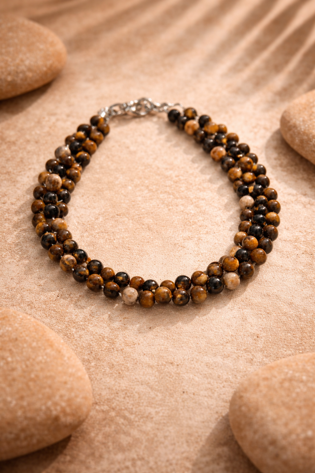 Force Dorée – Bracelet 22 cm en Pierres Naturelles