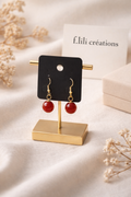 Superbe boucle d'oreille perle rouge