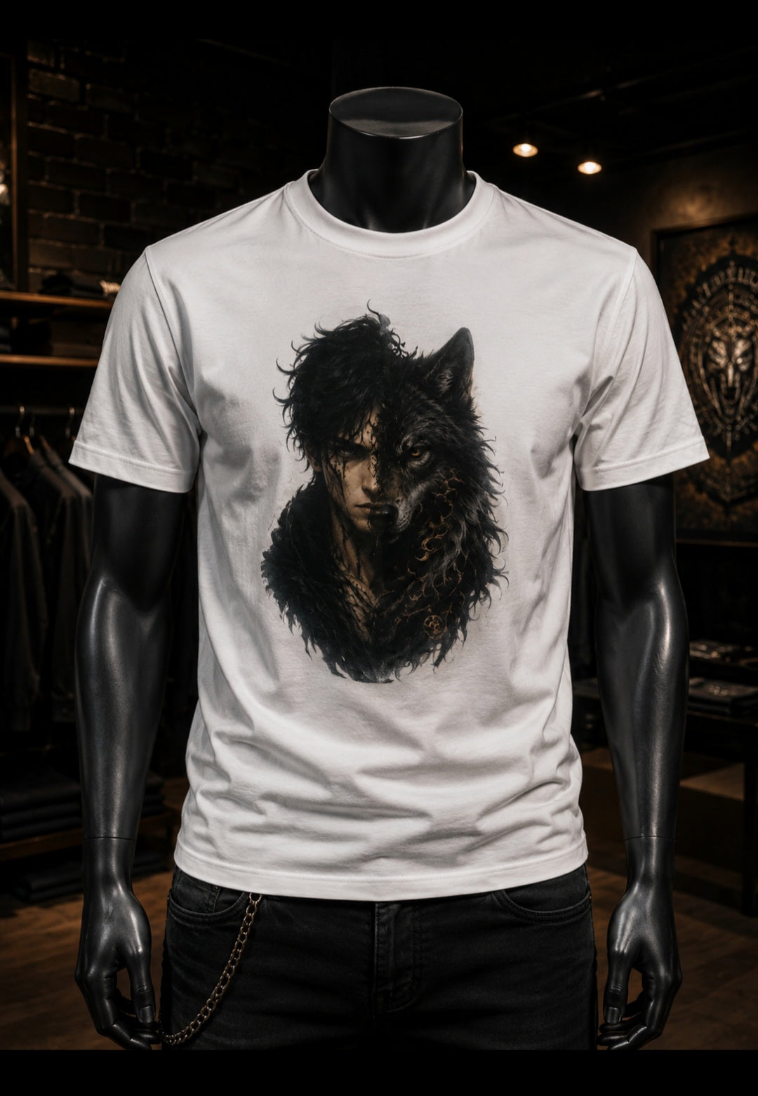 Chandail Homme Dark Fantasy Mystique – Homme/Loup Fusion