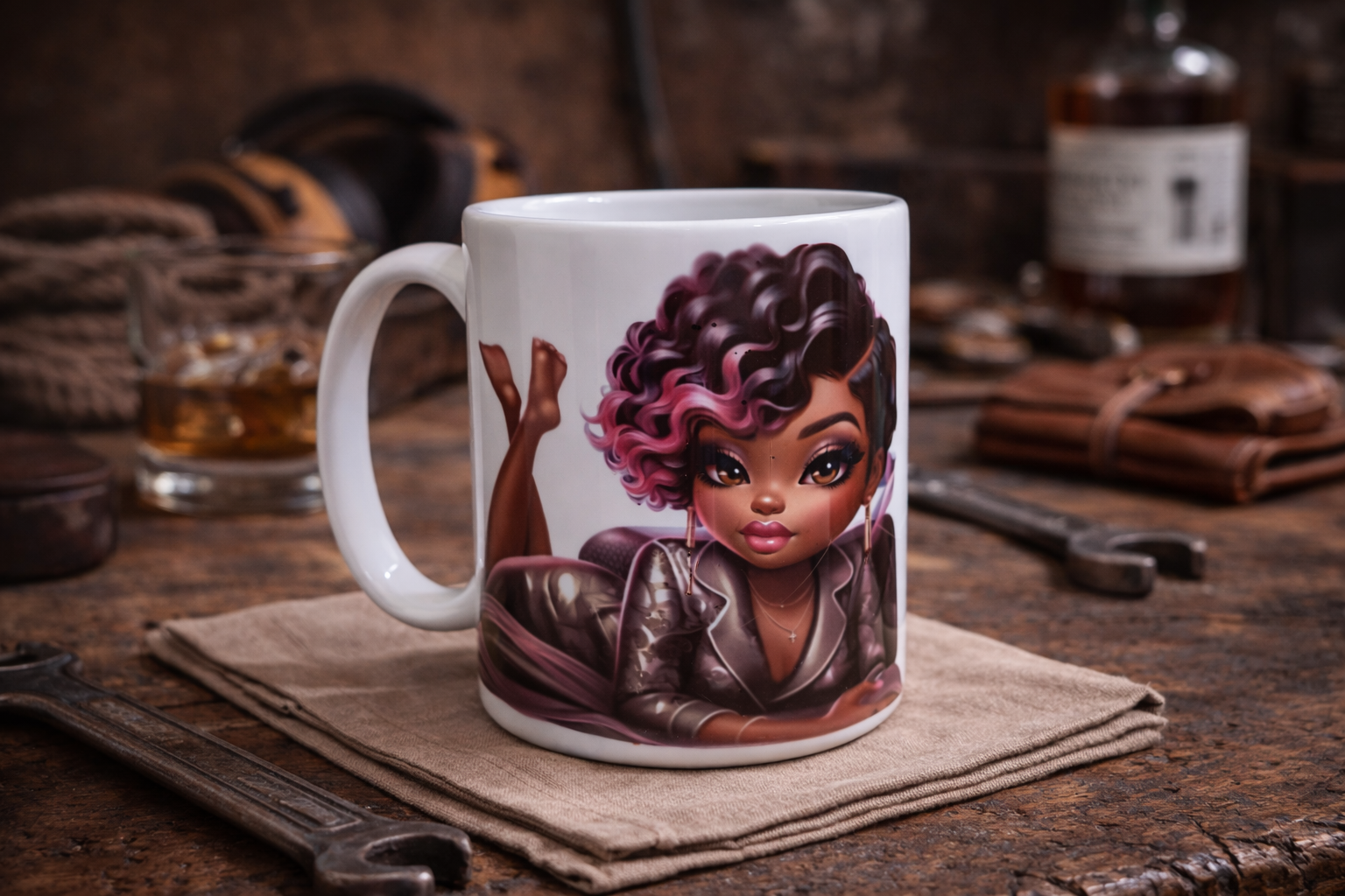Tasse « Beauté & Attitude » – Grande tasse artistique 15 oz
