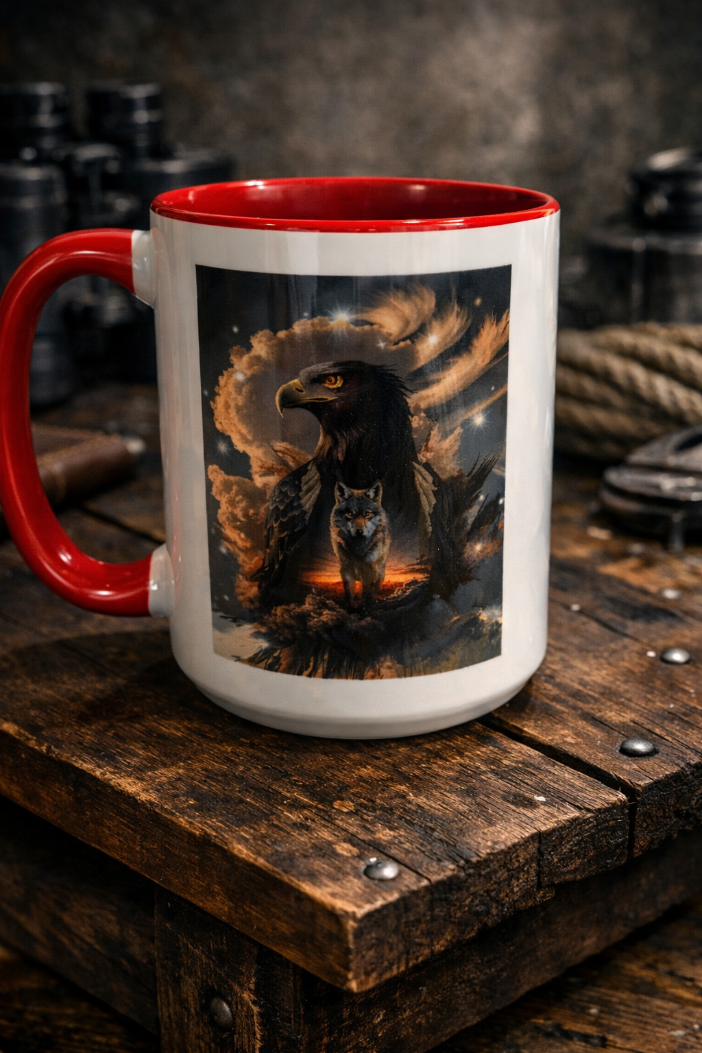 Tasse aigle et loup – Style puissant