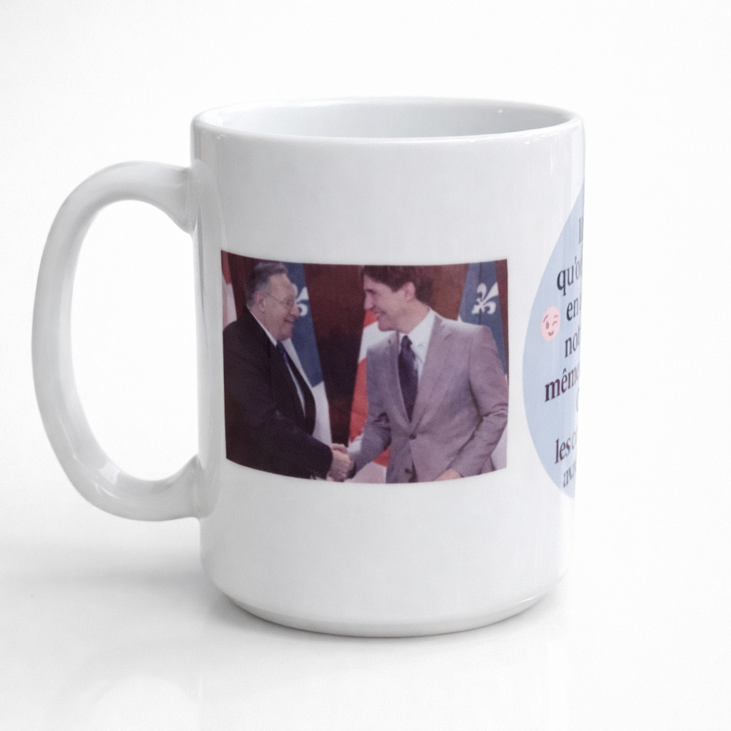 Tasse Québec humour politique – Illustration fleur de lys 15 oz