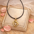 Collier pendentif cristal doré – acier inoxydable 42 cm
