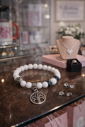 Bracelet Élastique Perles Blanches – Arbre de Vie Spirituel
