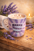 Bougie Tasse “Maman Super Géniale” – Parfum Agrumes | Cire de soja 550 g
