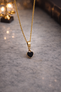 Collier cœur noir – Chaîne en acier inoxydable 48 cm