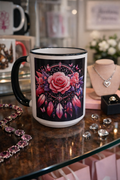 Tasse Rose Mystique Attrape-Rêves – Tasse artistique 15 oz
