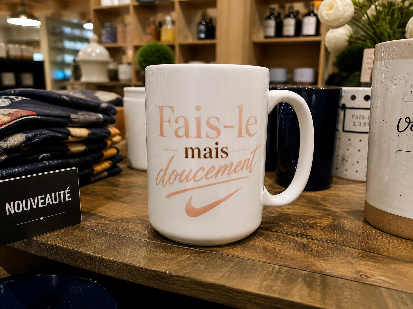 Tasse Fais-le mais doucement – Édition Rose Nude 15 onzes