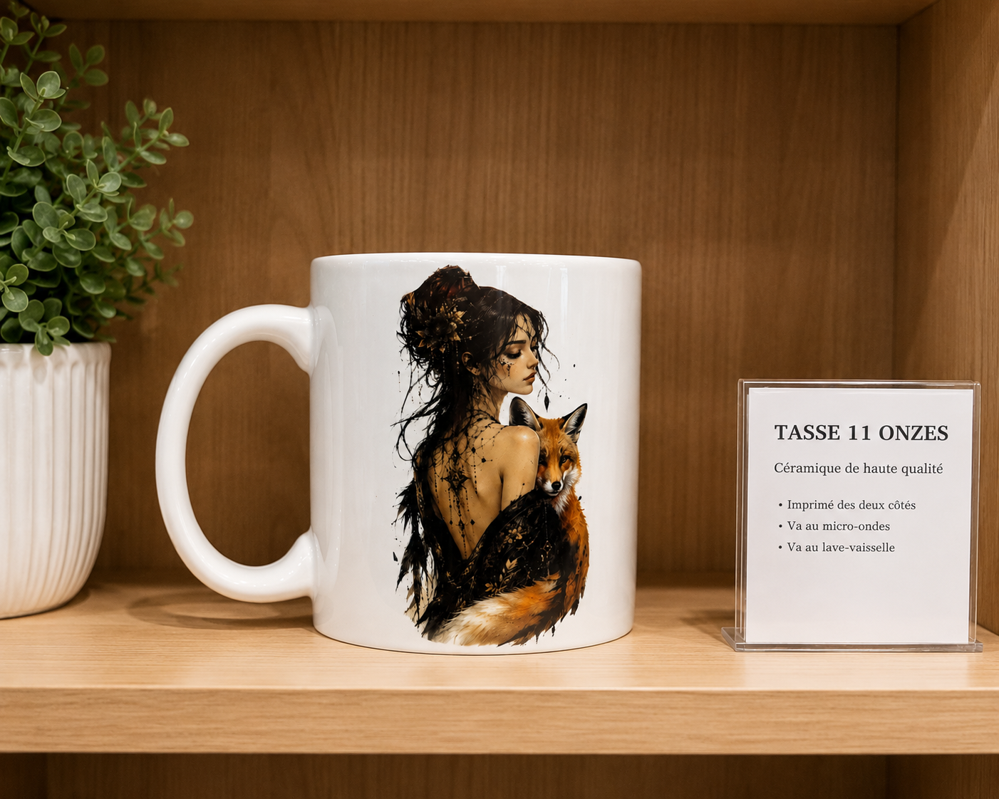 Tasse Mystique Renard Noir – 11 onzes