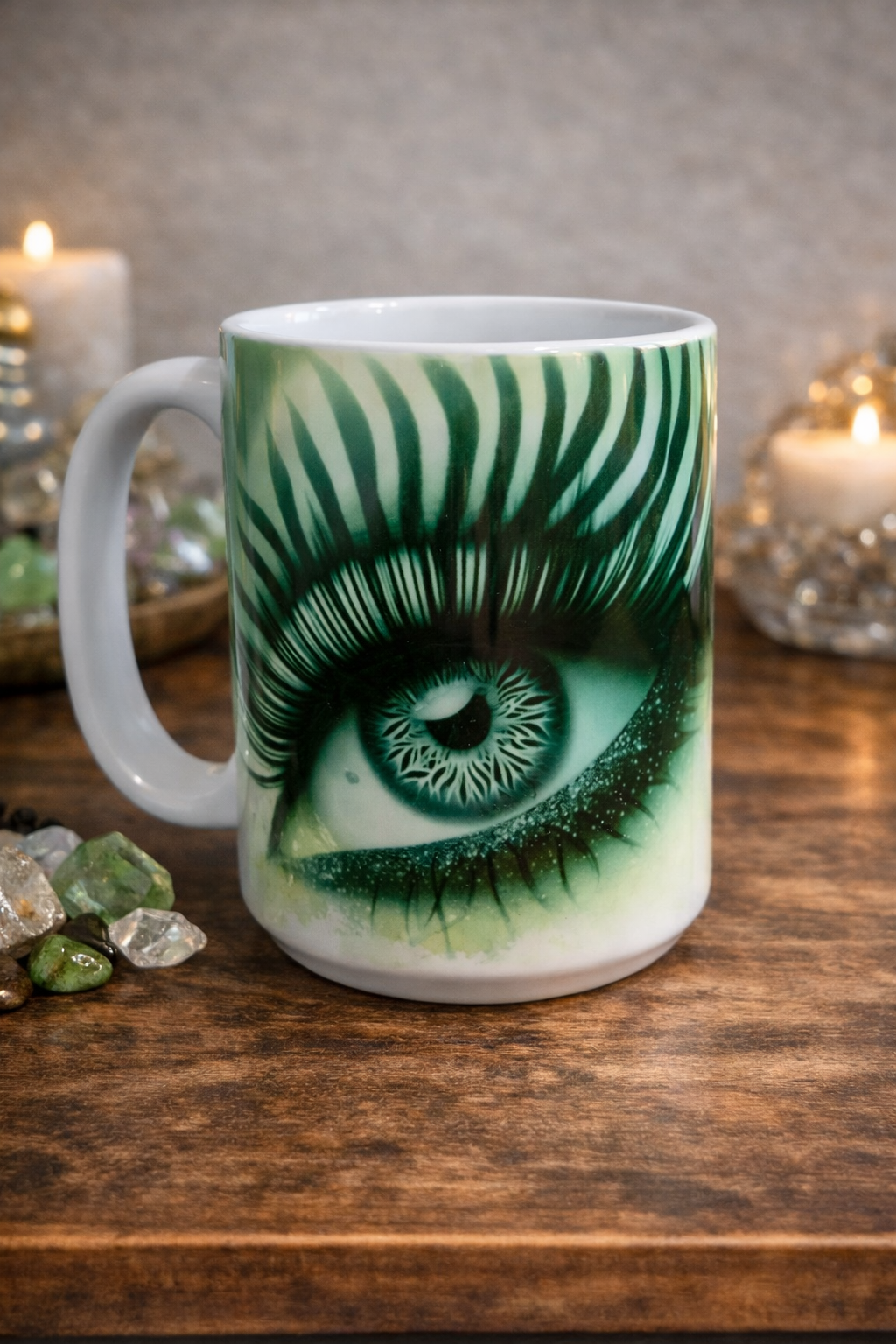Tasse Œil Mystique Vert – Regard Spirituel (15 oz)