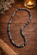 Collier Perles Naturelles Noires et Grises – Élégance Minérale 60 cm