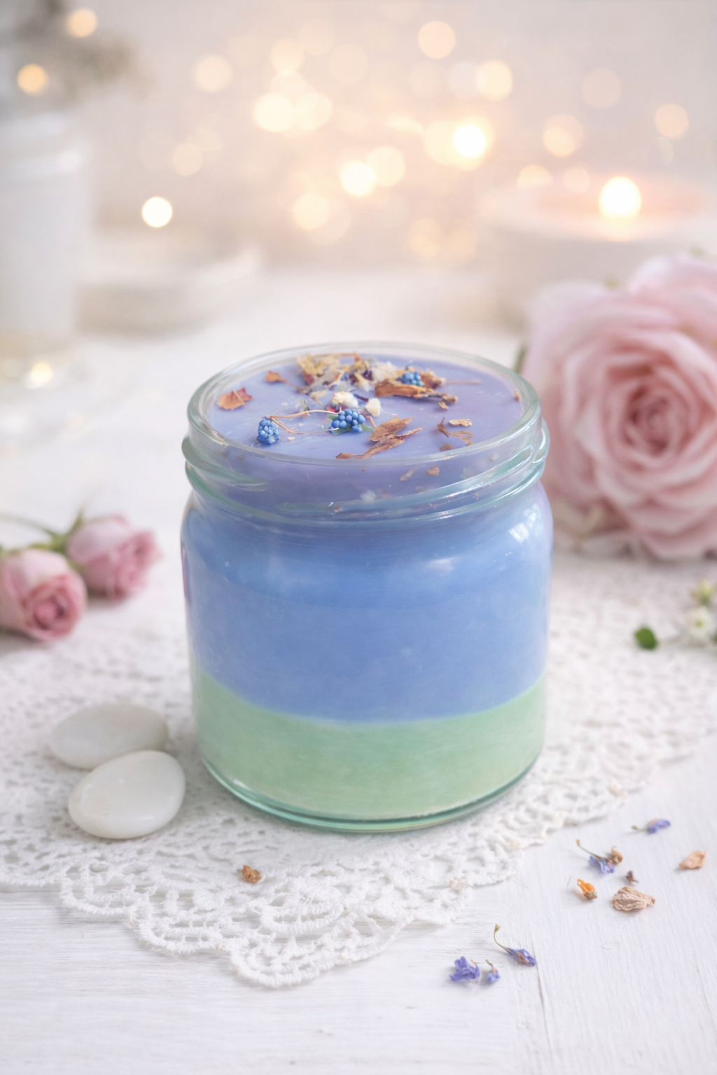 Bougie parfumée Douceur de Rose – Cire de soja naturelle 300 g