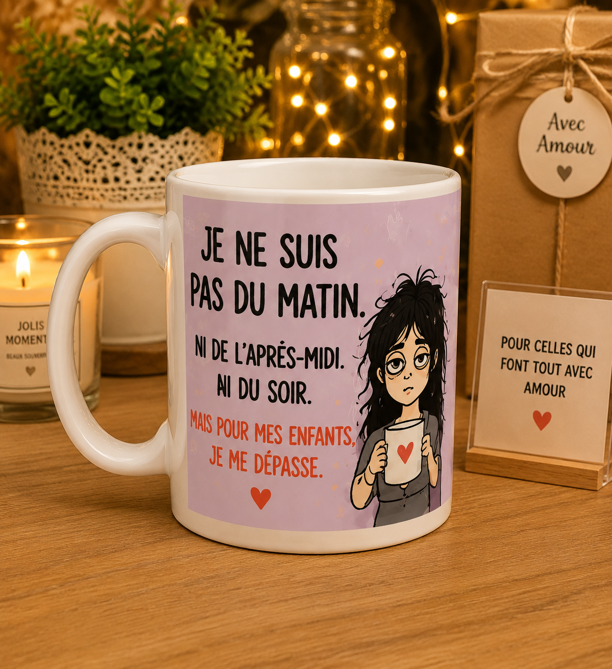Tasse “Je me dépasse pour mes enfants” – Édition Maman Courage