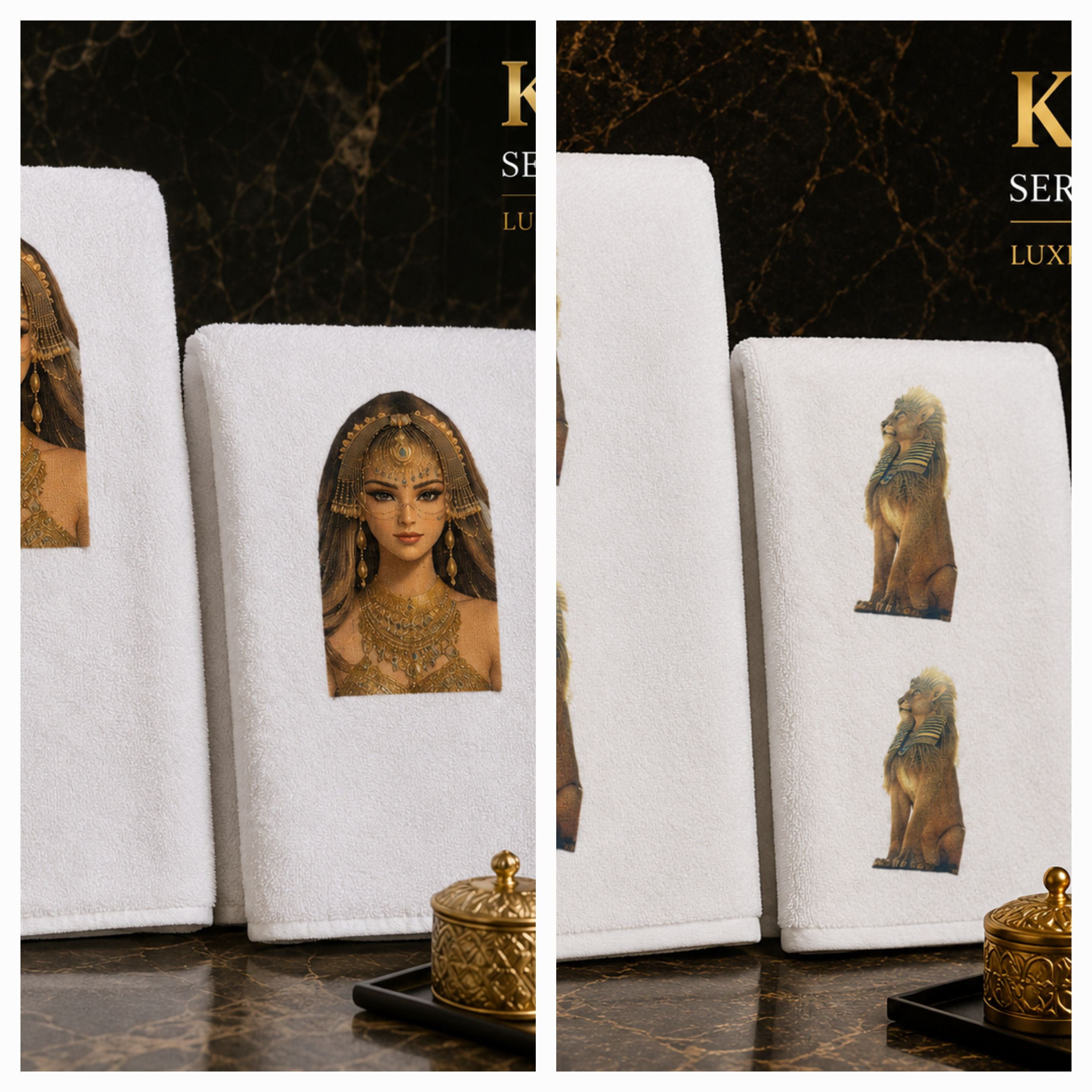 Kit de 2 Serviettes Égyptiennes Sublimées – Collection Luxe Mystique 70x50 cm