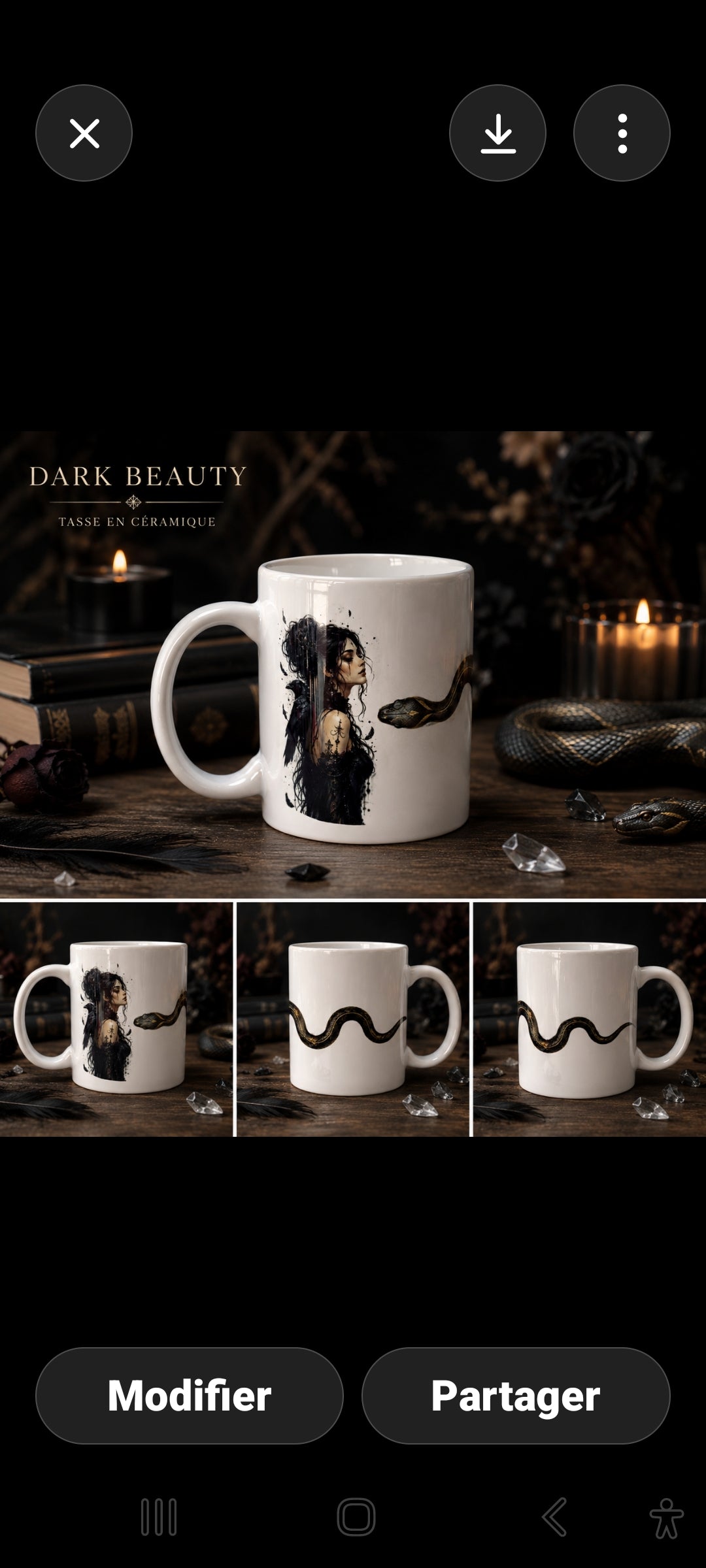 Dark Beauty – Tasse Mystique Serpent Noir 11 oz