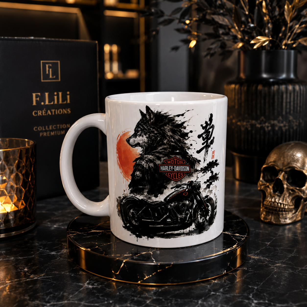 Tasse Loup Biker Prestige Noir – 11 oz