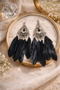 Boucles d’Oreilles Bohème Mystique – Plumes Noires & Filigrane Argenté