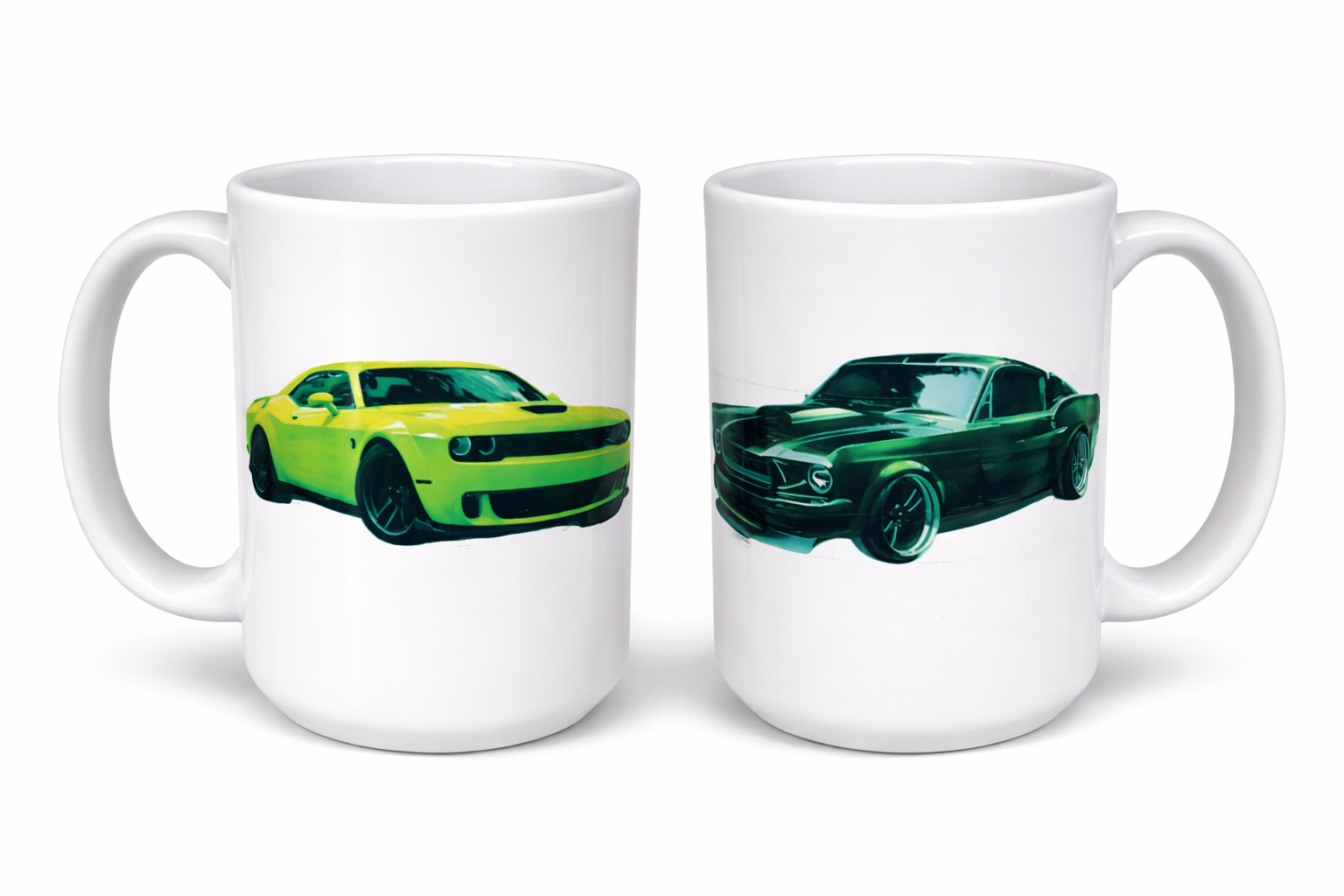 Tasse Muscle Cars 15 oz – Voitures sport vertes | F.liLi Créations