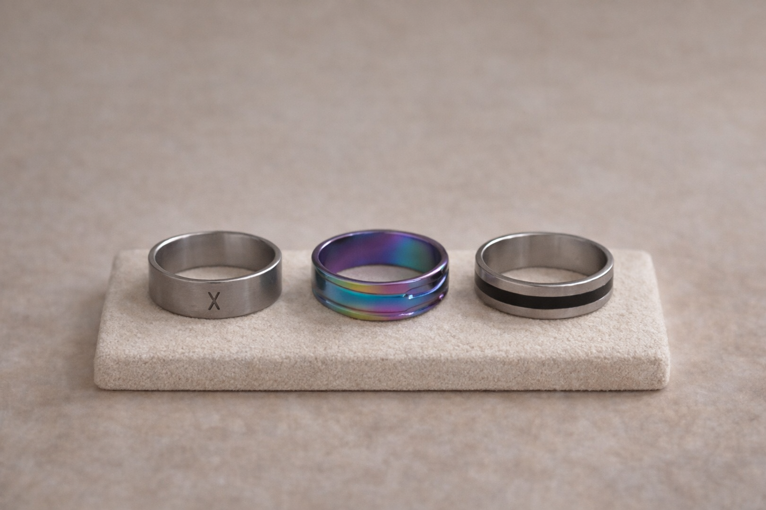 Bague moderne en acier inoxydable – Grandeur 21