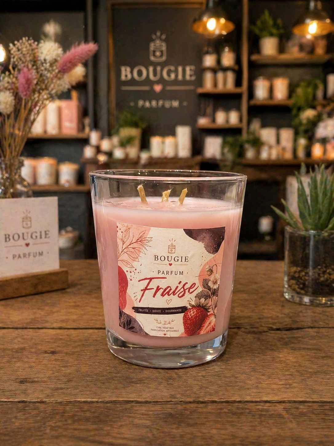 :
Bougie Fraise Gourmande – Cire de soja naturelle | F.liLi Créations