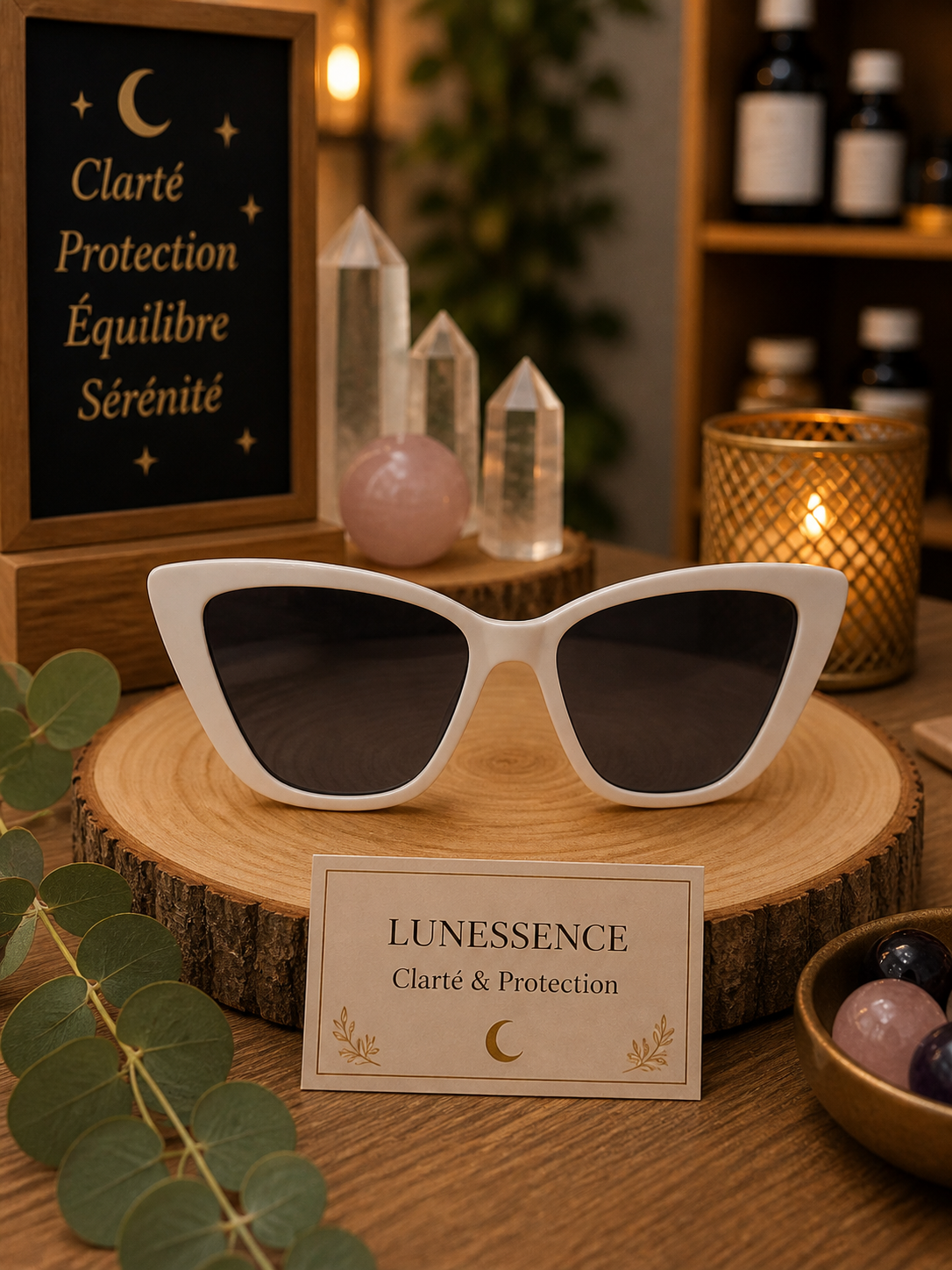 Lunettes solaires œil de chat blanches – Élégance pure