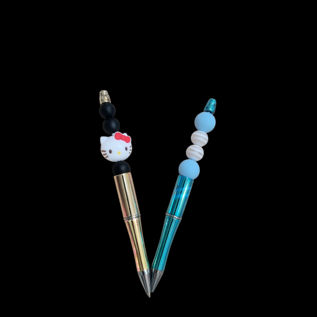 Stylo décoratif perlé – encre noire (modèles fantaisie)