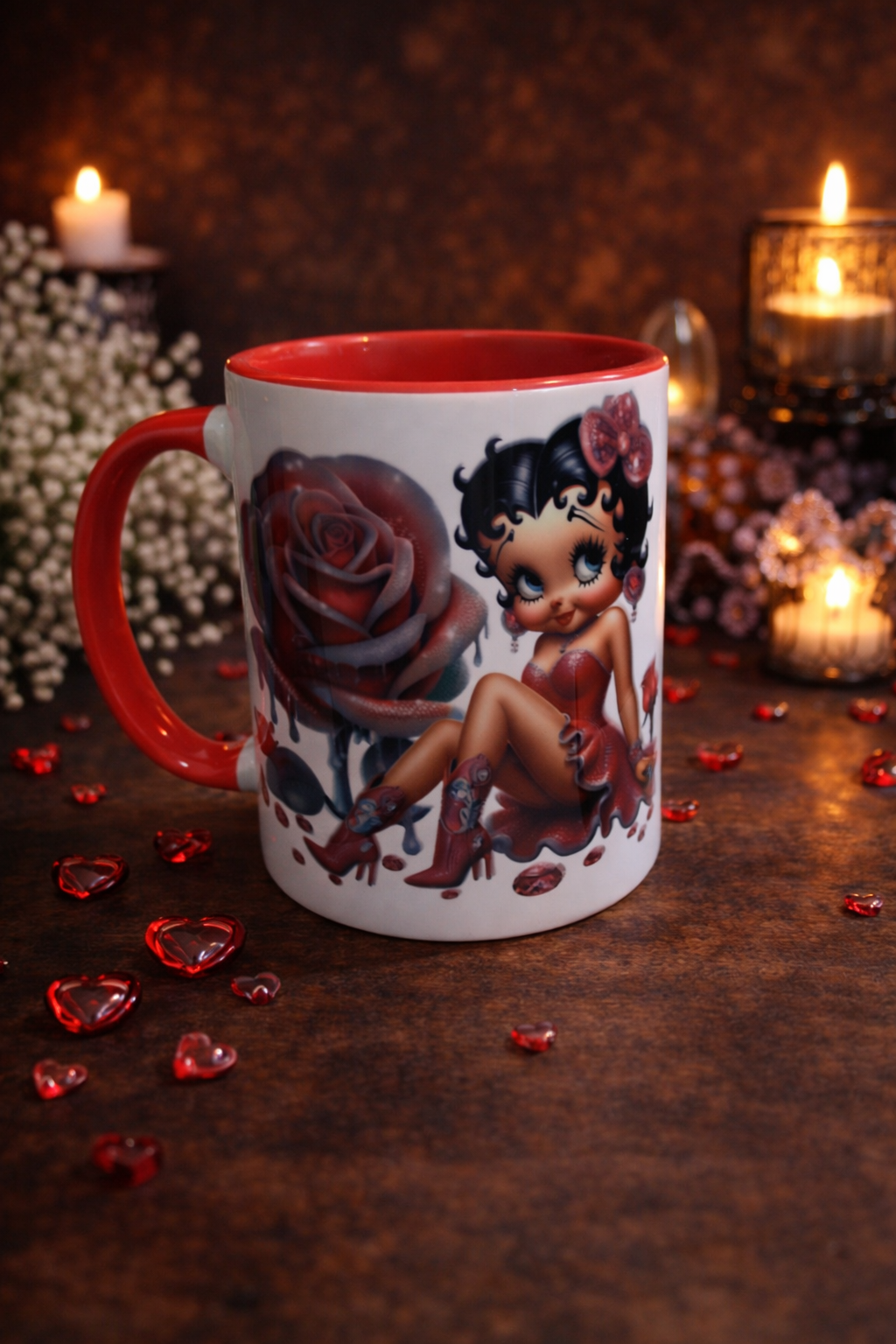 Tasse Pin-Up Rose Rouge – Style Rétro Glamour – 15 oz