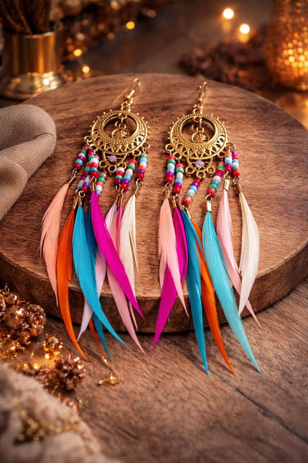 Boucles d’Oreilles Bohème Éclat Multicolore – Tiges en Stainless
