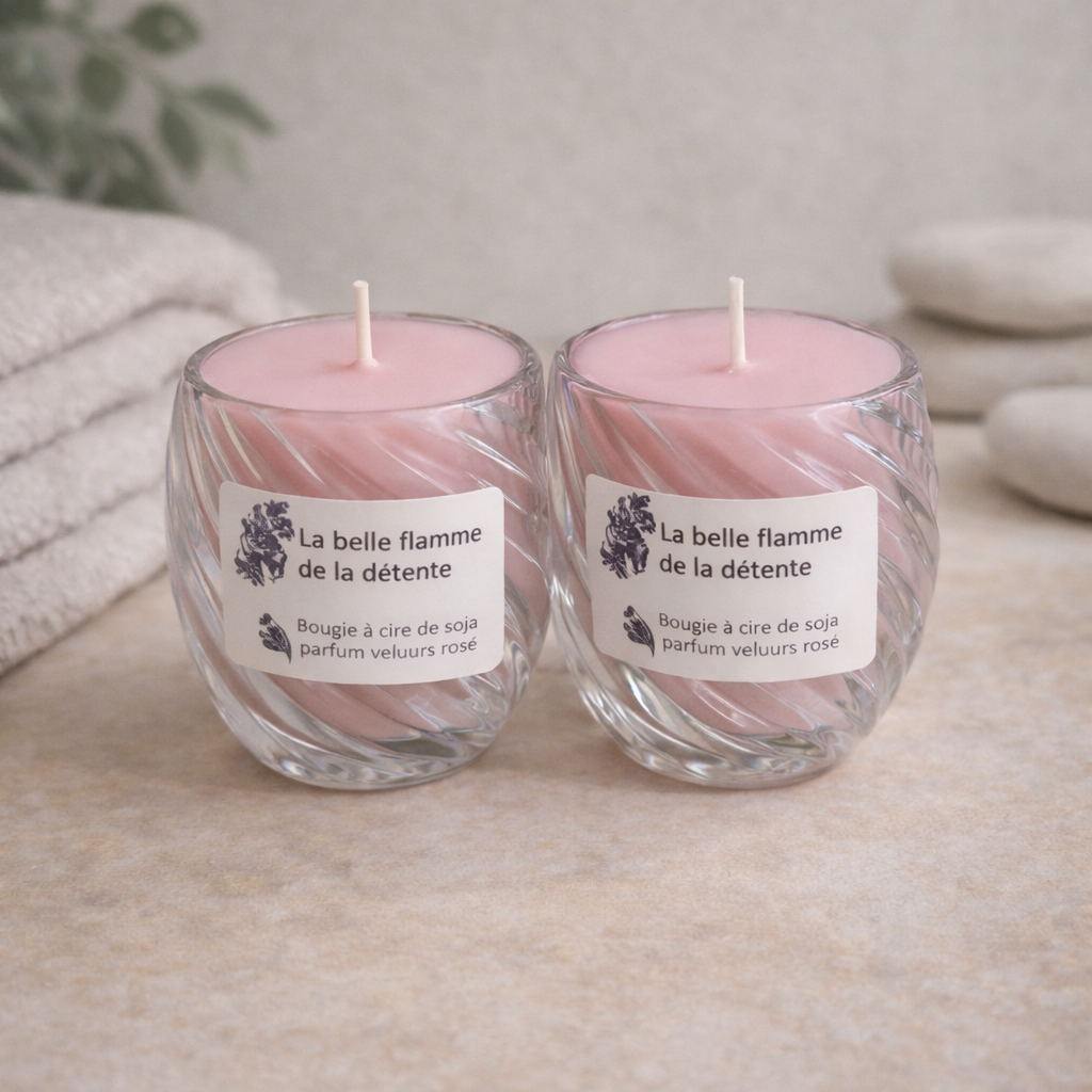 Bougies artisanales 450 g x2 – Parfum Vent Frais – Cire de soja naturelle