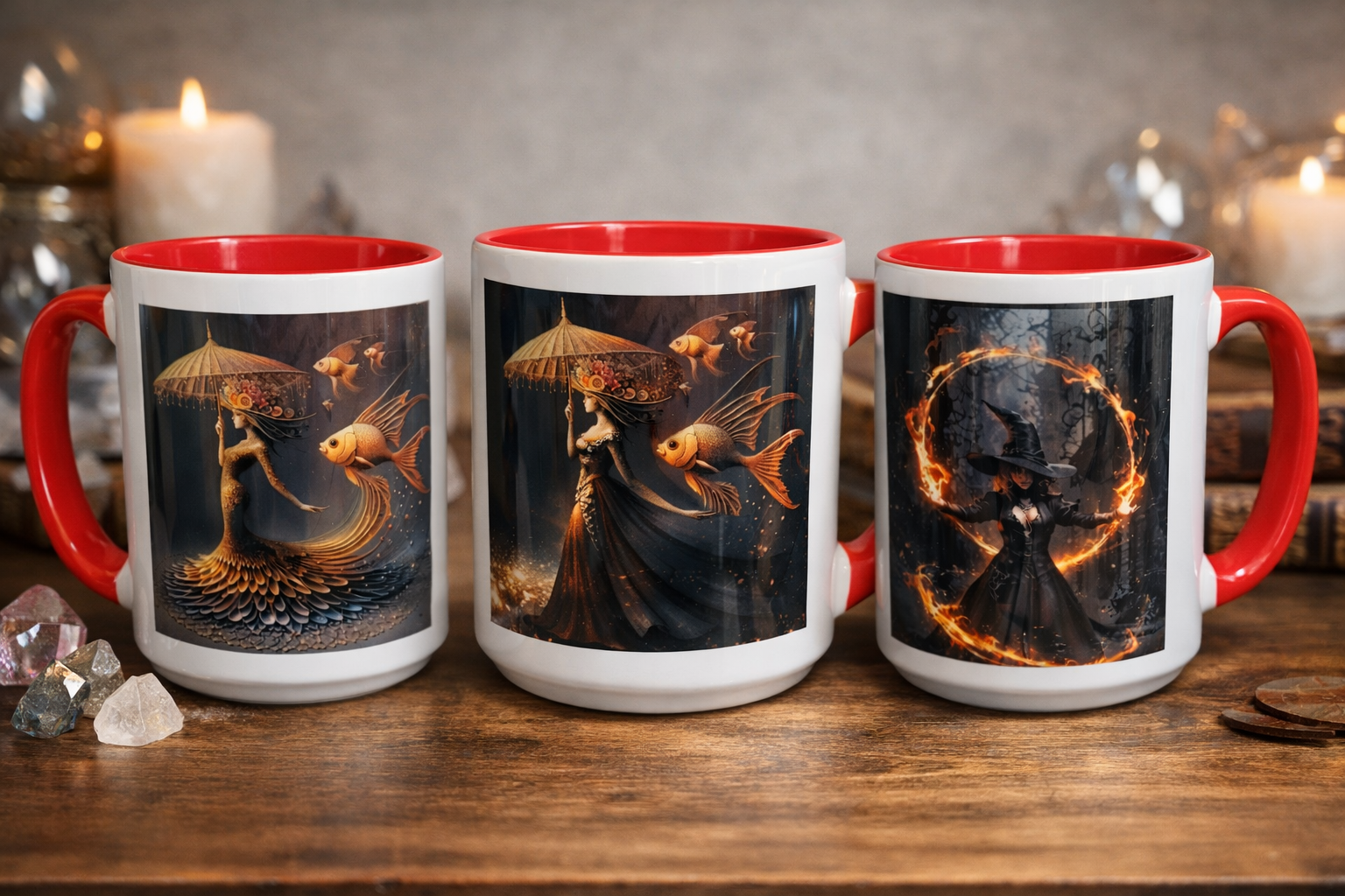 Tasse Fantasy Enchantée – Magie, Sirène et Sorcière (15 oz)