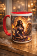 Tasse mystique lion et sorcière – tasse 15 onces illustrée