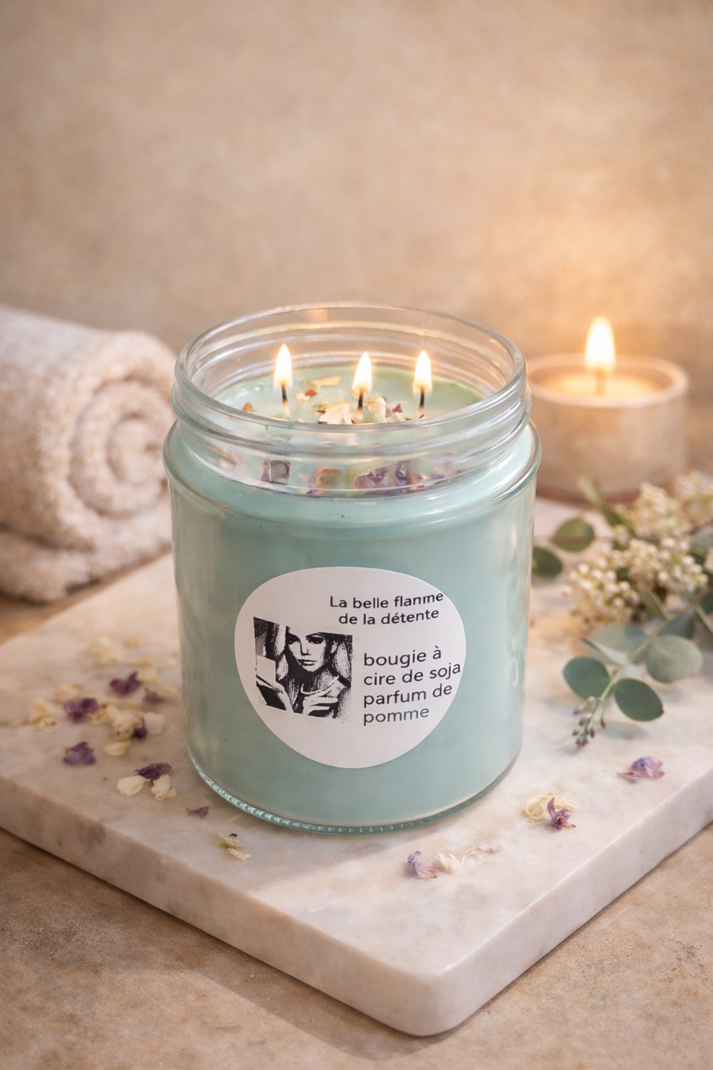 Bougie Relaxation Pomme – Cire de soja naturelle 550 g