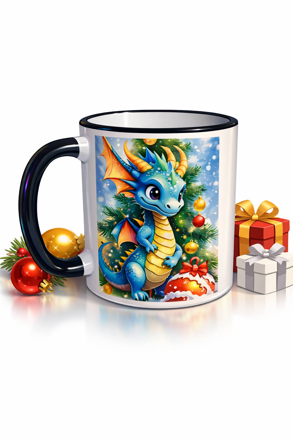 Tasse 11 oz Dragon de Noël – Un bon chocolat chaud