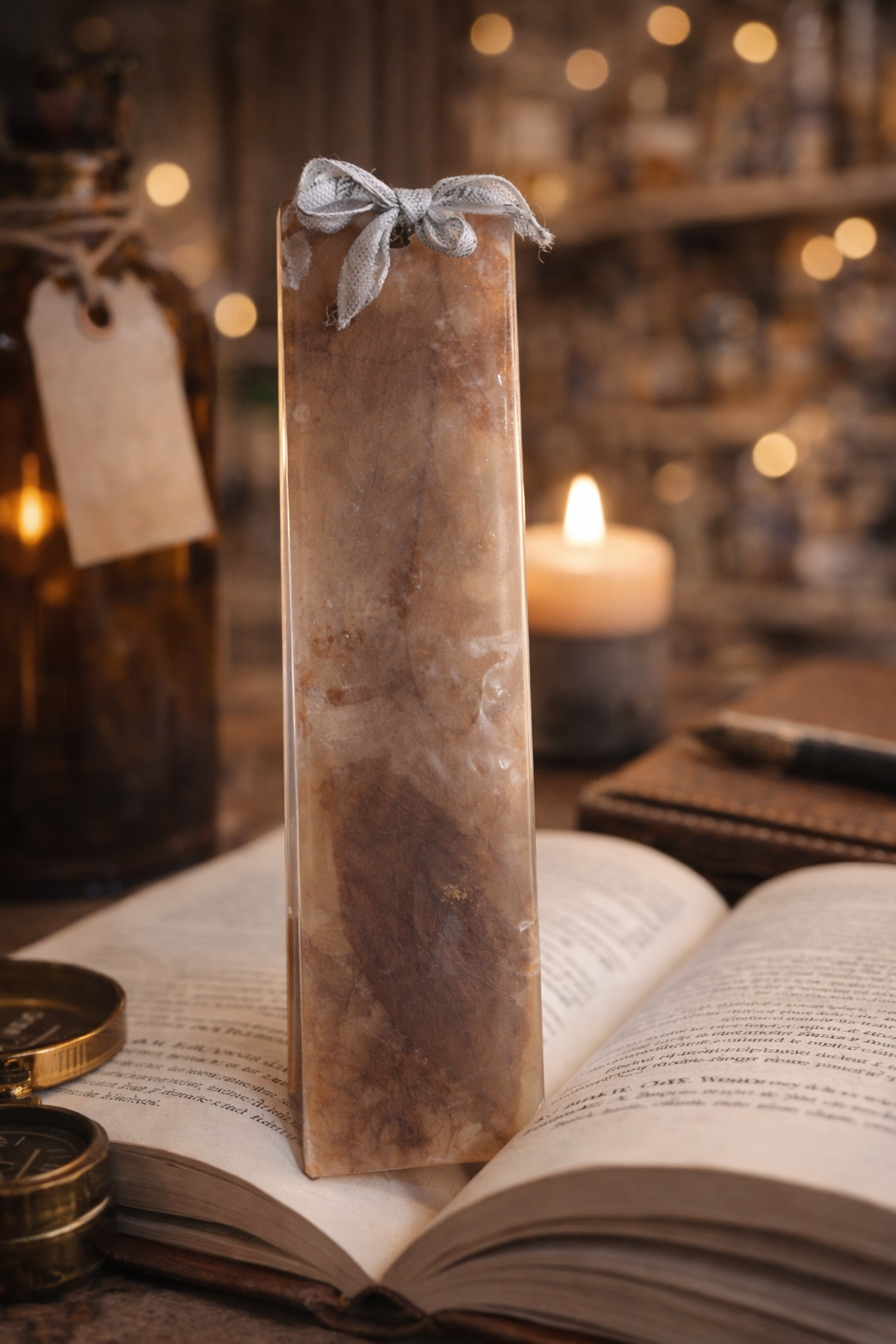 Signet artisanal en résine marbrée – Marque-page élégant 14 cm